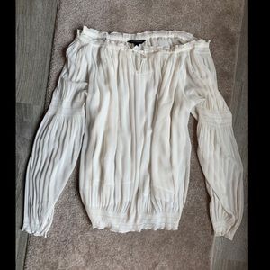 White off the shoulder satin shirt